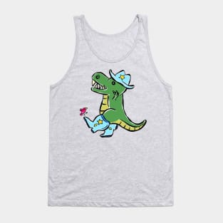 Tyrannosaurus Dinosaur Line Dancer Cartoon Cut Character Tank Top